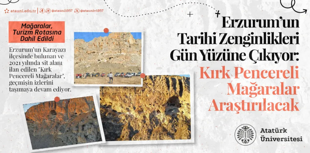 ERZURUM’UN TARİHİ ZENGİNLİKLERİ GÜN YÜZÜNE ÇIKIYOR: KIRK PENCERELİ MAĞARALAR ARAŞTIRILACAK