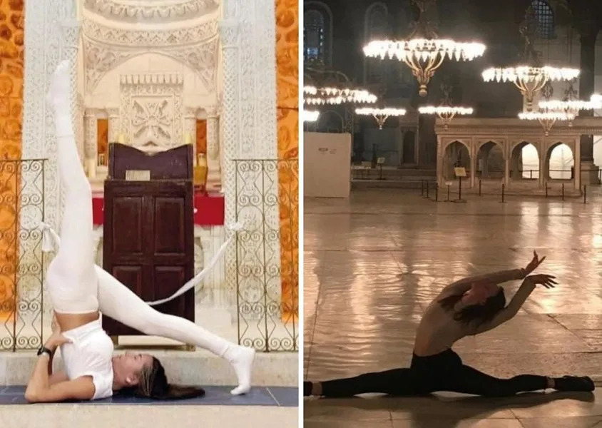 Kilisede yoga yaptılar!