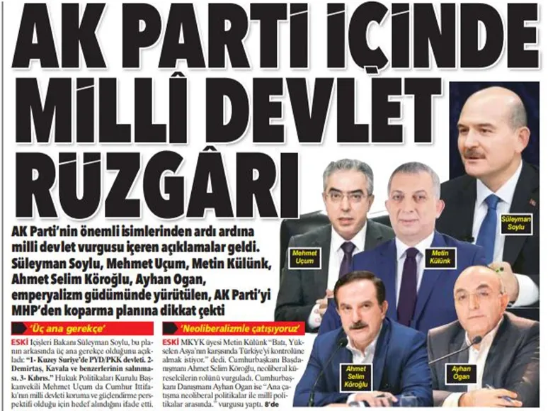 AK Parti içinde milli devlet rüzgarı