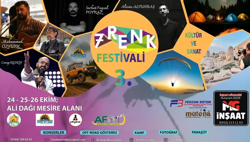 Doğa, sanat ve müziği buluşturan 7 Renk Festivali Ali Dağı’nda 24-25-26 Ekim’de düzenlenecek 