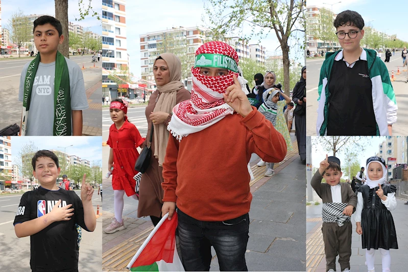 Mevlid etkinliğine katılan çocuklar boykota devam mesajı verdi